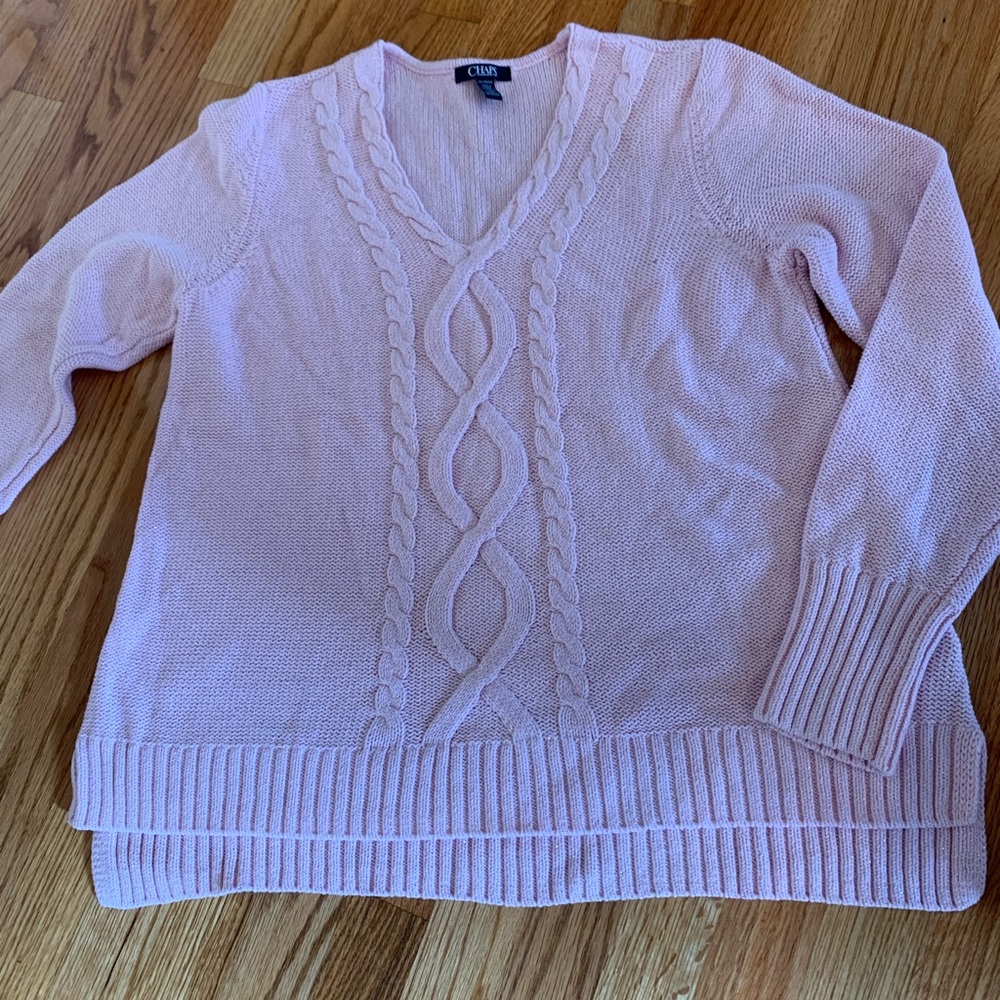 Chaps women’s  pale pink v-neck Sweater size XL